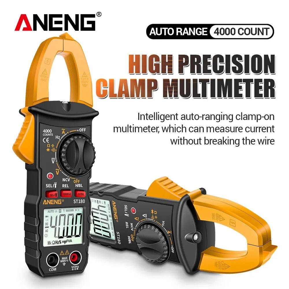 ANENG ST180 AC Current Clamp Meter Digital 4000 Counts Multimeter Ammeter Voltage Tester Car Amp Hz Capacitance NCV Ohm Tool