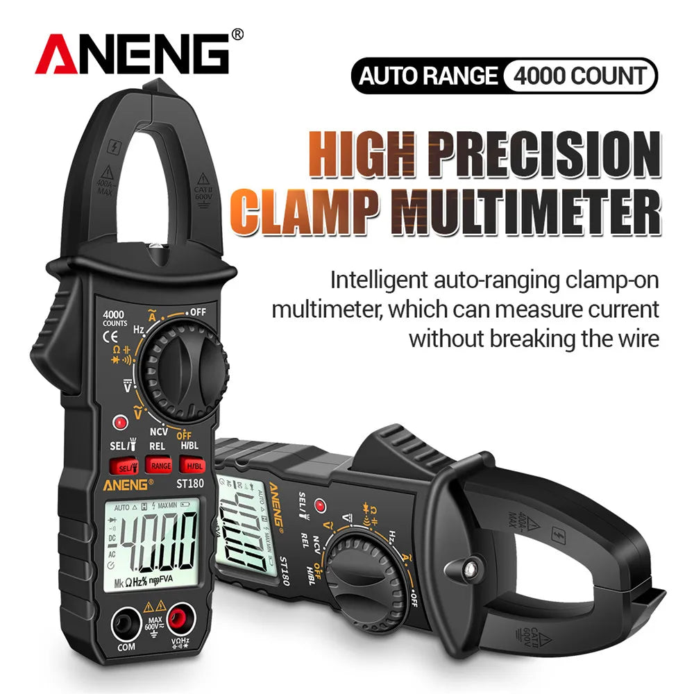 ANENG ST180 AC Current Clamp Meter Digital 4000 Counts Multimeter Ammeter Voltage Tester Car Amp Hz Capacitance NCV Ohm Tool
