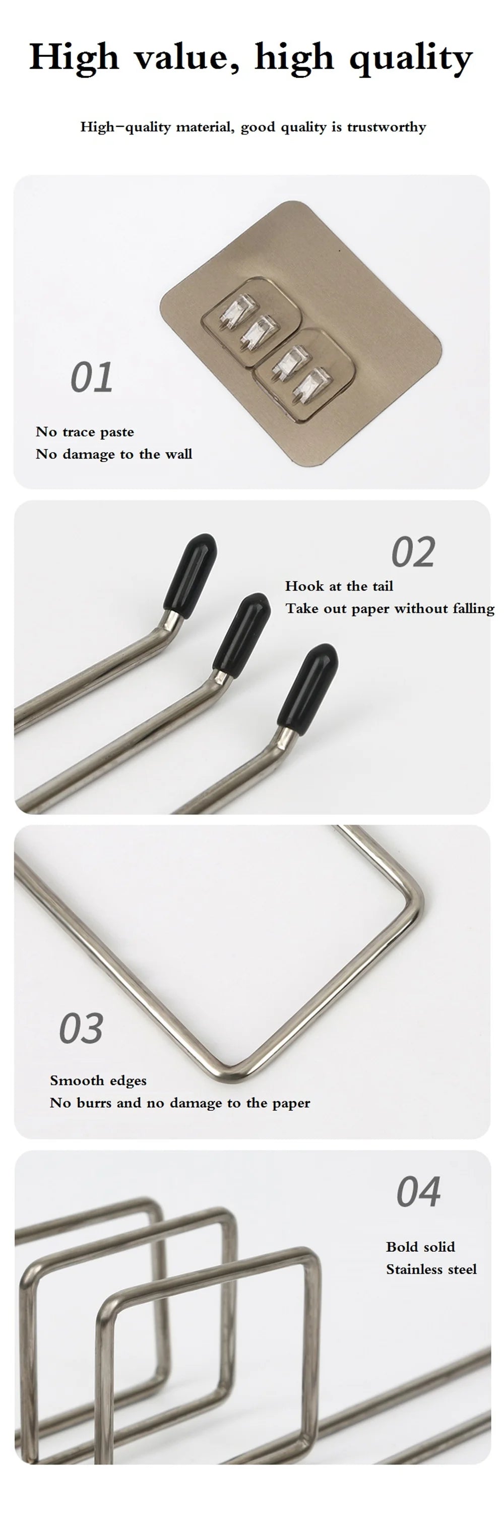 Toilet Paper Holder Bathroom Storage Paper Towel Holder Kitchen Wall Hook Toilet Paper Stand Home Organizer Toilet Accessories