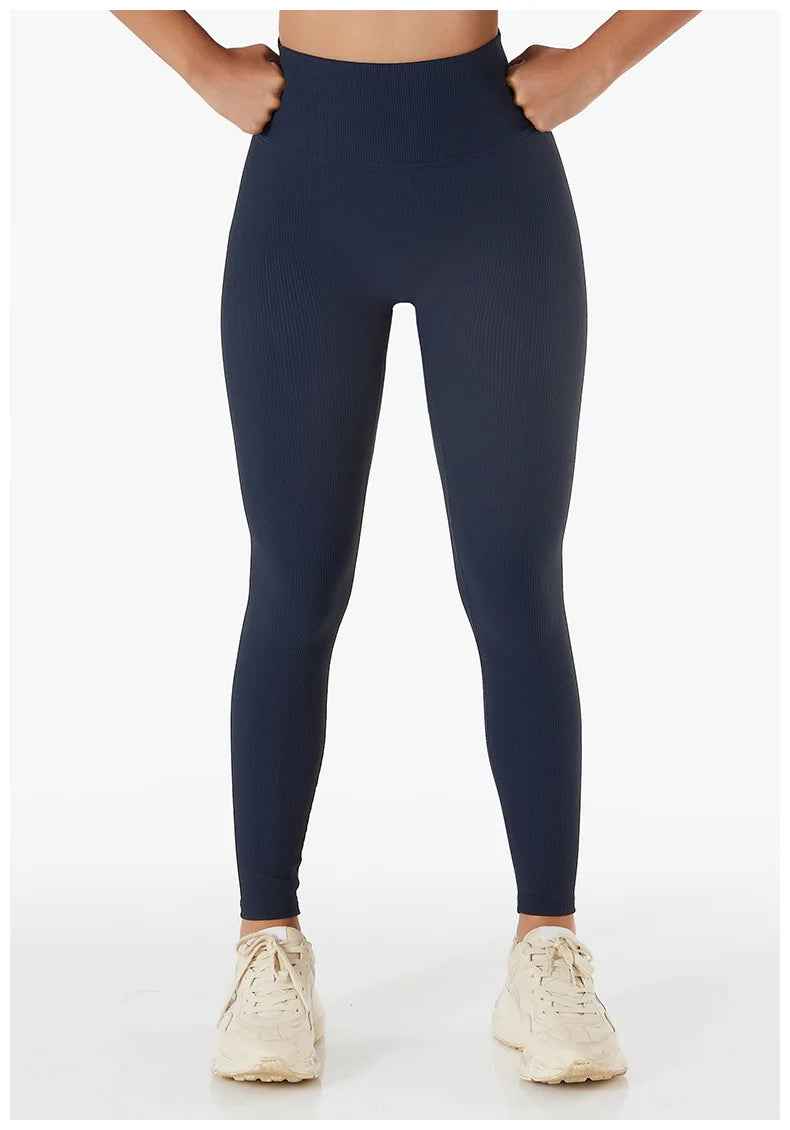 New Ribbed Seamless Yoga Pants High Waist Gym Leggings Sport Women Fitness Female Legging Tummy Control Running Tights
