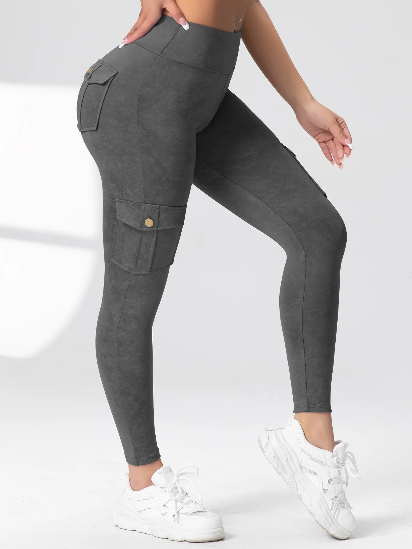 Washed Print Yoga Pants Work Pocket Fitness Legging High Waist Butt Lifting Workout Gym Tights Outdoor Running Pants Sportswear