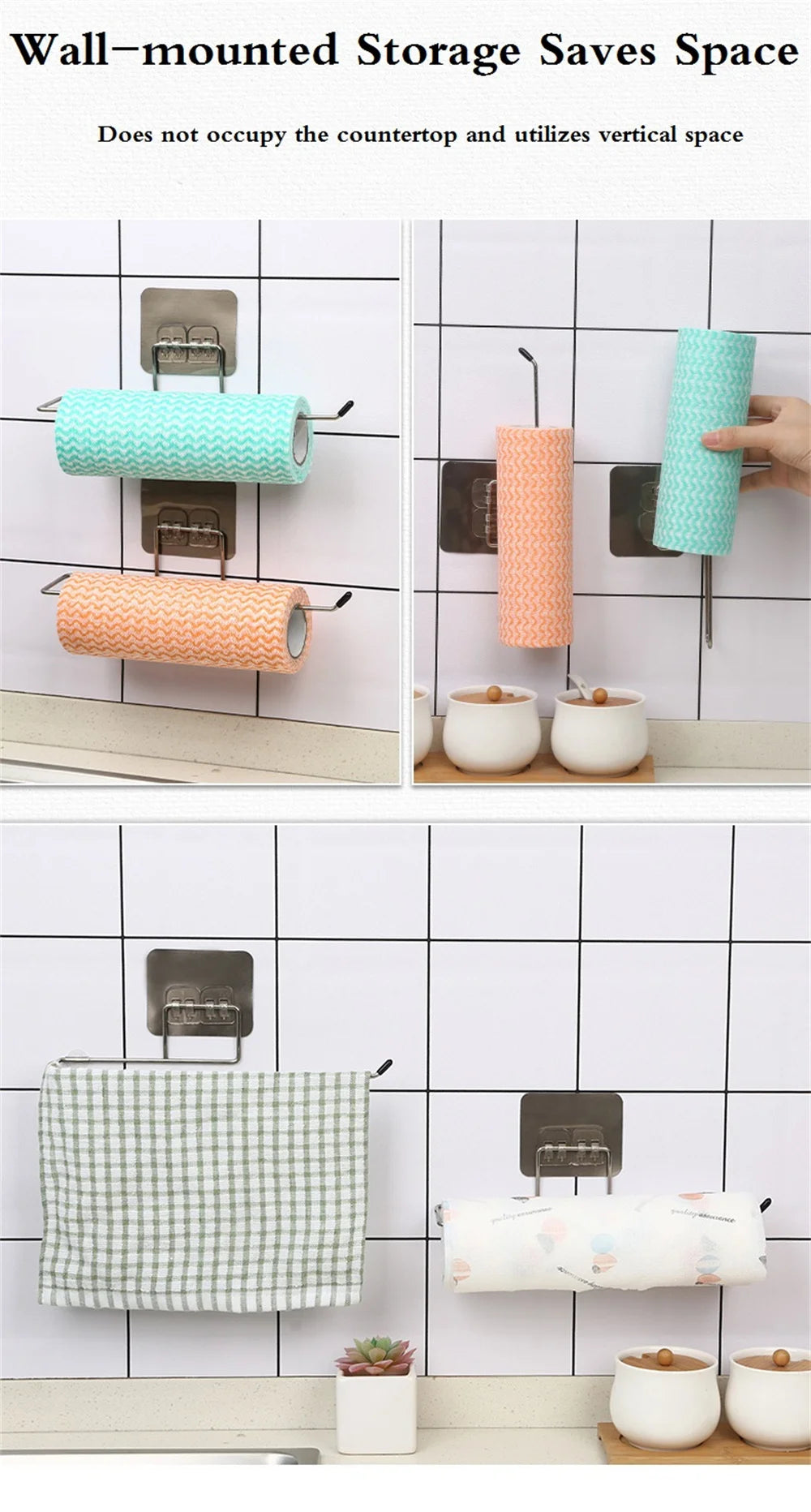 Toilet Paper Holder Bathroom Storage Paper Towel Holder Kitchen Wall Hook Toilet Paper Stand Home Organizer Toilet Accessories