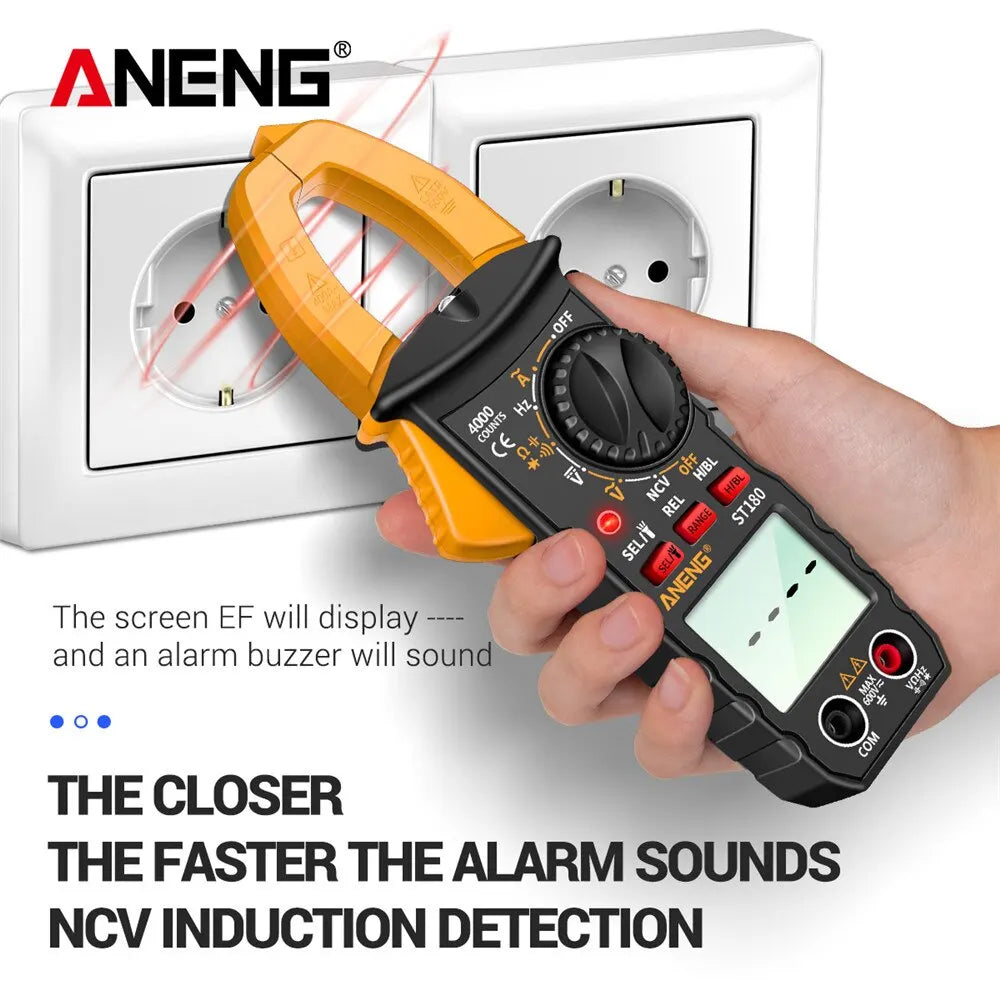 ANENG ST180 AC Current Clamp Meter Digital 4000 Counts Multimeter Ammeter Voltage Tester Car Amp Hz Capacitance NCV Ohm Tool
