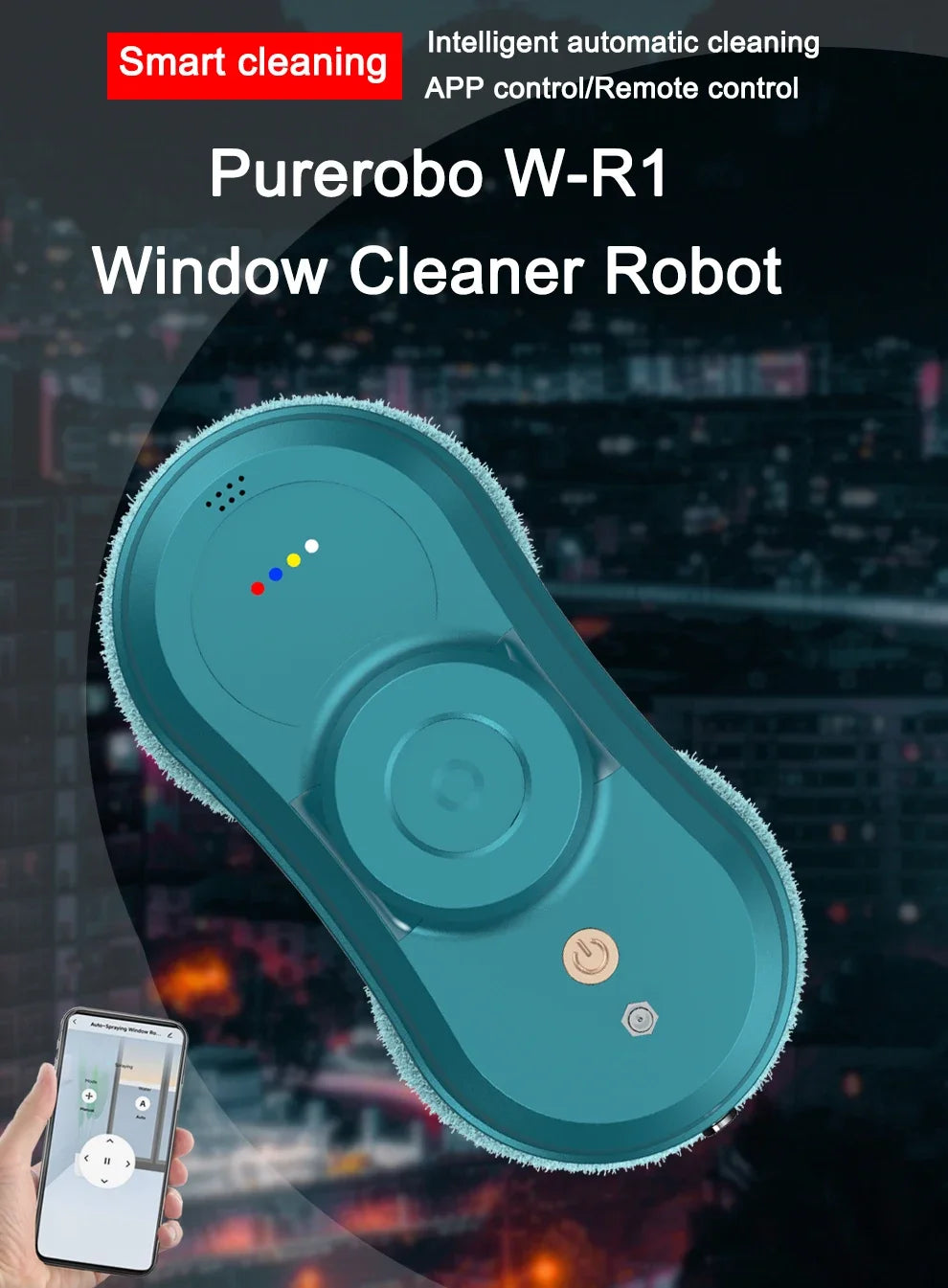 Purerobo W-R1 Window Cleaning Robot Smart APP Control Automatic Cleaning Glass High Suction Power Electric Robot Vacuum Cleaner