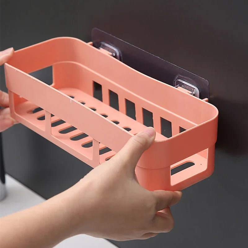 Bathroom Shelf Organizer Toilet Adhesive Shampoo Gel Storage Basket  Decoration Bathroom Corner Shower Shelf Rack Accessories